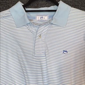 Southern Tide Baby Blue and White Collard Shirt